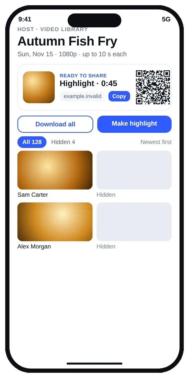 Host video library on a phone