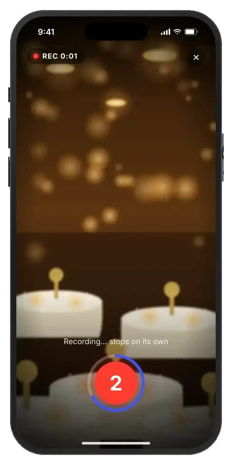 Guest recording a clip of up to 10 seconds at an event