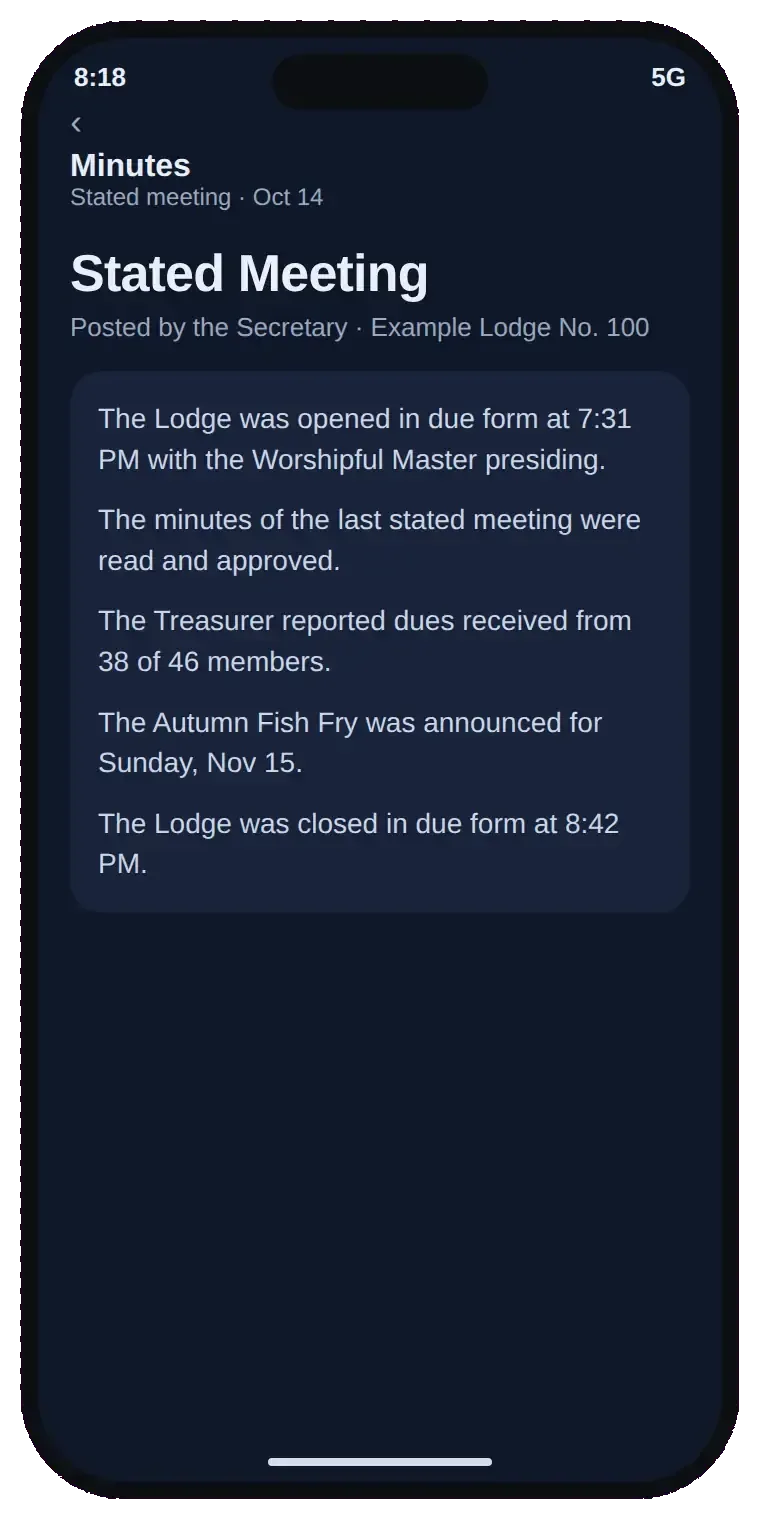Liham meeting minutes on a phone